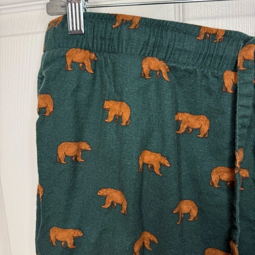 J. Crew Green Bear Print Men's Pajama Bottoms Size XL GUC